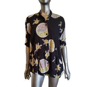 190. Yasuko Black button down top - Size M/L.